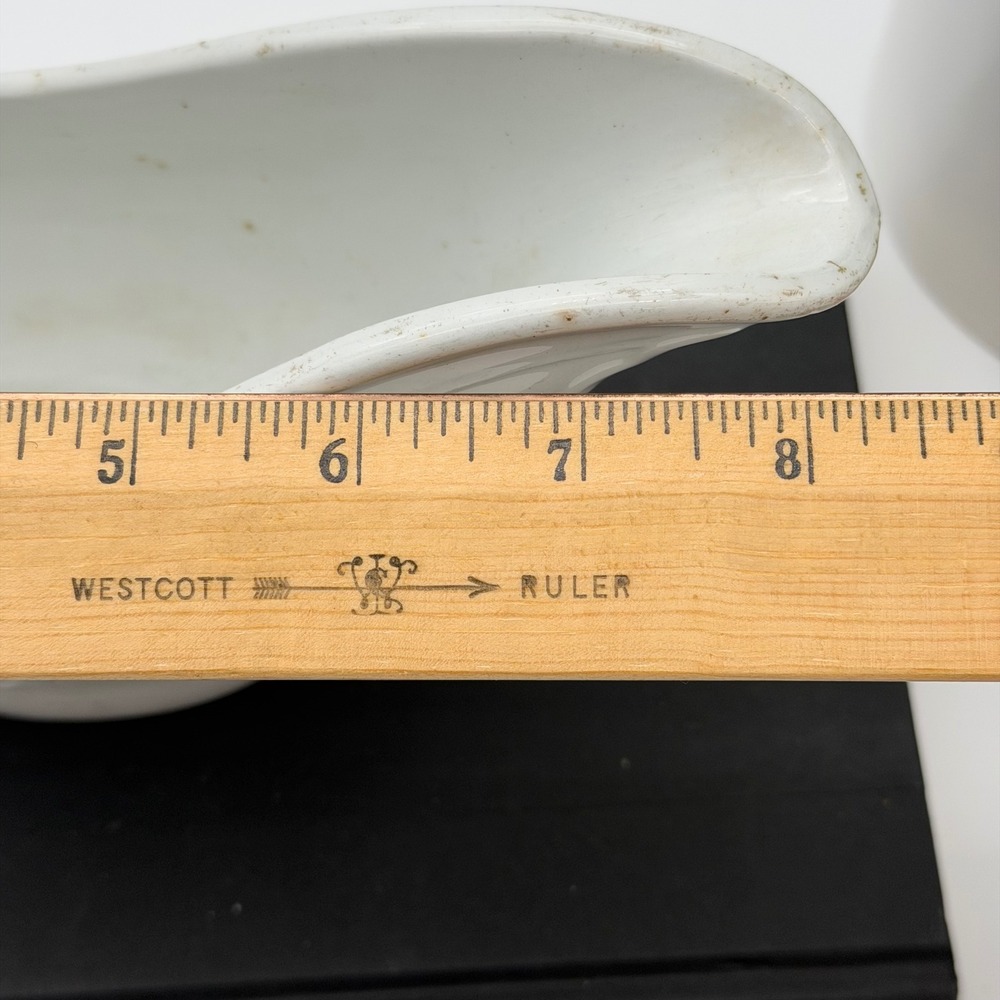 Antique Clementson Brothers White Ironstone Gravy Boat Embossed Leaf Hanley - Picture 5 of 7
